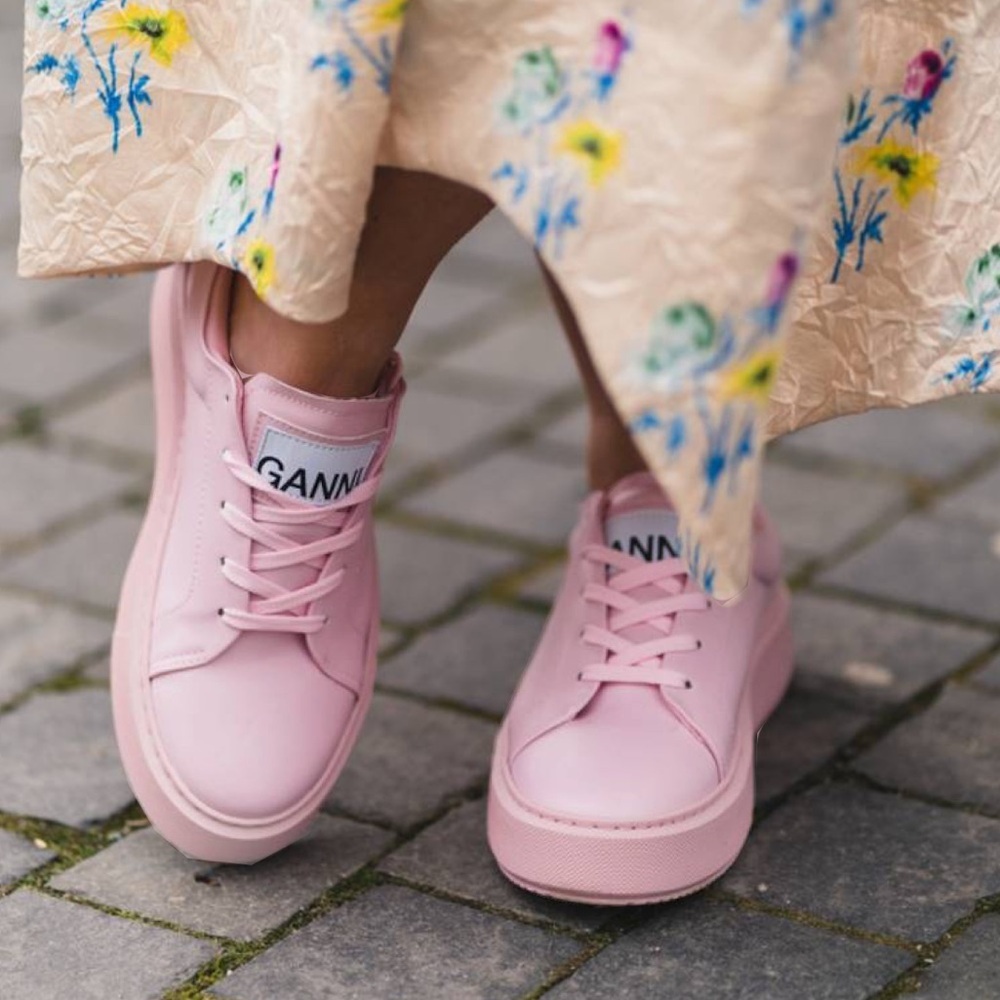 New Ganni Pale Lilac Sneakers 36